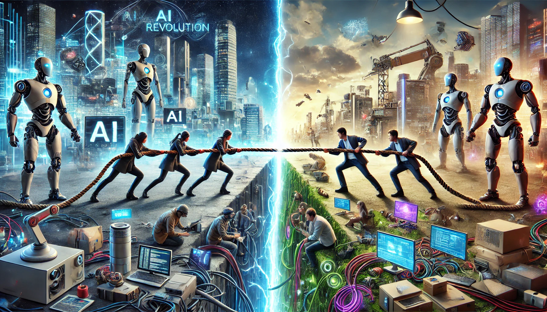 Illustration capturing The AI Revolution